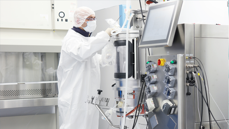 Cell culture laboratory of a biotechnology facility